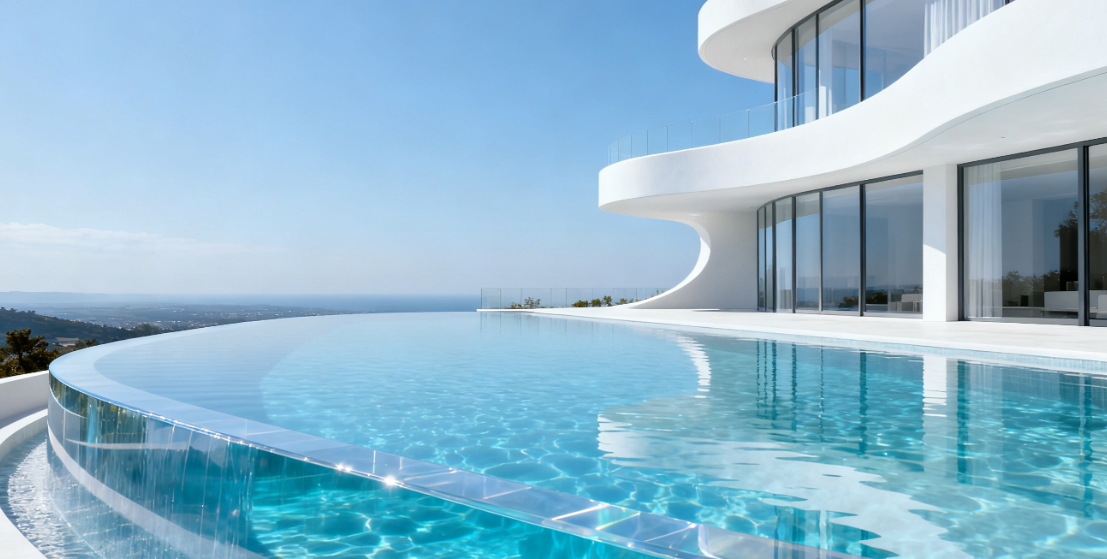 Ống cao chất lượng tùy chỉnh kích thước ngoài trời Infinity Pool Acrylic Pool Wall cho nhà và sử dụng thương mại